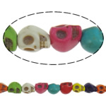 Turquoise Beads, Skull, mixed colors, 6x8x7.50mm, Hole:Approx 1.5mm, Approx 50PCs/Strand, Sold Per Approx 15 Inch Strand