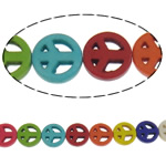 Türkis Perlen, Synthetische Türkis, Frieden Logo, gemischte Farben, 12x3mm, Bohrung:ca. 1.5mm, 34PCs/Strang, verkauft per 15 ZollInch Strang