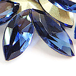 Crystal Cabochons, Horse Eye, silver color plated, rivoli back & faceted, Dark Sapphire, 9x18mm, 216PCs/Bag, Sold By Bag