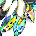 Crystal Cabochons, Horse Eye, silver color plated, rivoli back & faceted, multi-colored, 7x15mm, 288PCs/Bag, Sold By Bag