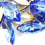 Crystal Cabochons, Horse Eye, silver color plated, rivoli back & faceted, Lt Sapphire, 17x32mm, 48PCs/Bag, Sold By Bag
