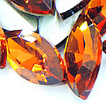Crystal Cabochons, Horse Eye, silver color plated, rivoli back & faceted, Fire Opal, 9x18mm, 216PCs/Bag, Sold By Bag