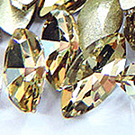 Crystal Cabochons, Horse Eye, silver color plated, rivoli back & faceted, Topaz, 13x27mm, 96PCs/Bag, Sold By Bag