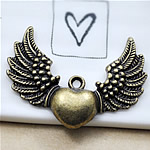 Wing Shaped Tibetan Style Pendants, antique bronze color plated, blacken, nickel, lead & cadmium free, 36x27mm, Hole:Approx 2mm, 200PCs/Bag, Sold By Bag