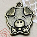 Tibetan Style Animal Pendants, Pig, antique bronze color plated, nickel, lead & cadmium free, 20x16mm, Hole:Approx 2mm, 200PCs/Bag, Sold By Bag