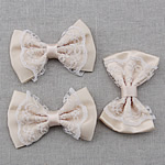 Iron on Patches, Cloth, with Lace, Bowknot, beige, 58x38mm, 150PCs/Bag, Sold By Bag