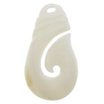 Natural White Shell Pendants, 24x44x4mm, Hole:Approx 4x3mm, 10PCs/Lot, Sold By Lot