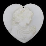 Natural White Shell Pendler, Heart, stempling, 30x30x2mm, Hole:Ca. 1mm, 20pc'er/Lot, Solgt af Lot