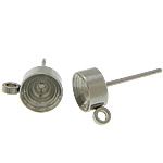 Edelstahl Ohrring Stecker, mit Schleife, originale Farbe, 6mm, 0.8mm, Bohrung:ca. 1mm, Innendurchmesser:ca. 5mm, 300PCs/Menge, verkauft von Menge