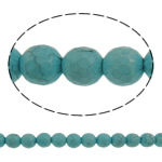 Turquoise Beads, Round, faceted, blue, 10mm, Hole:Approx 1.5mm, Approx 40PCs/Strand, Sold Per Approx 15.7 Inch Strand