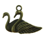 Tibetan Style Animal Pendants, Swan, antique bronze color plated, nickel, lead & cadmium free, 20x28mm, Hole:Approx 2mm, 300PCs/Bag, Sold By Bag