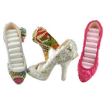 Resin Finger Ring Display, Cloth, with Plastic Sequin & Resin, Shoes, mixed colors, 160x120x50mm, 5PCs/Bag, Sold By Bag