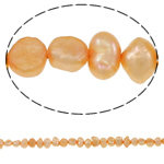 Baroko Kultūringas gėlavandenių perlų karoliukai, Gėlo vandens perlų, Barokas, geltonas, 4-5mm, Skylė:Apytiksliai 0.8mm, Parduota už 14.5 Inch Strand