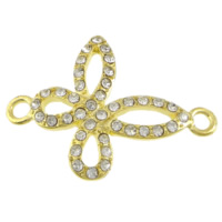 Animal Zinc Alloy Connector Butterfly gold color plated with rhinestone & 1/1 loop nickel lead & cadmium free Approx 3mm Sold By Lot