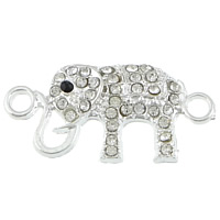 Animal Zinc Alloy Connector Elephant silver color plated with rhinestone & 1/1 loop nickel lead & cadmium free Approx 3mm Sold By Lot