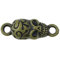 Skull Tibetan Style Connector, antique bronze color plated, Halloween Jewelry Gift & 1/1 loop, nickel, lead & cadmium free, 27x10x3mm, Hole:Approx 3mm, 200PCs/Lot, Sold By Lot