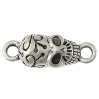 Skull Tibetan Style Connector, antique silver color plated, Halloween Jewelry Gift & 1/1 loop, nickel, lead & cadmium free, 27x10x3mm, Hole:Approx 3mm, 200PCs/Lot, Sold By Lot