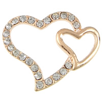 Heart Tibetan Style Connector, rose gold color plated, with rhinestone & 1/1 loop, nickel, lead & cadmium free, 33x26x3mm, 100PCs/Lot, Sold By Lot
