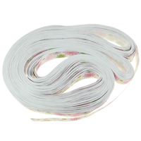 Grosgrain Ribbon, with flower pattern & single-sided, white, 25mm, Length:50 Yard, 10PCs/Lot, 5Yards/Strand, Sold By Lot