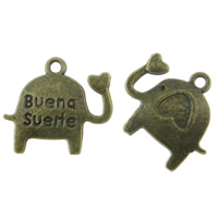 Zinklegierung Tier Anhänger, Elephant, antike Bronzefarbe plattiert, frei von Nickel, Blei & Kadmium, 15mm, Bohrung:ca. 1mm, 500PCs/Tasche, verkauft von Tasche