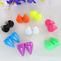 Perles acryliques mixtes, Acrylique, balle, double trou, couleurs mélangées, 15x20mm, Trou:Environ 1mm, 500PC/sac, Vendu par sac