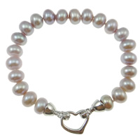 Freshwater Pearl Bracelet brass clasp natural purple 9-10mm Sold Per Approx 7.5 Inch Strand
