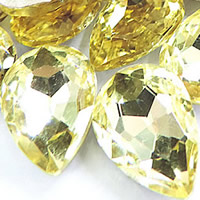 Crystal Cabochons, Teardrop, silver color plated, faceted, Citrine, 18x25mm, 60PCs/Bag, Sold By Bag
