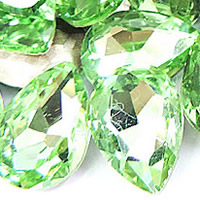 Crystal Cabochons, Teardrop, silver color plated, faceted, Peridot, 13x18mm, 144PCs/Bag, Sold By Bag