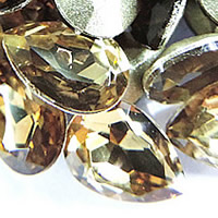 Crystal Cabochons, Teardrop, silver color plated, faceted, Lt Topaz, 18x25mm, 60PCs/Bag, Sold By Bag