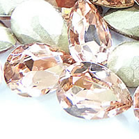 Crystal Cabochons Teardrop silver color plated faceted Lt Peach Sold By Bag