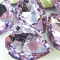 Crystal Cabochons, Teardrop, silver color plated, faceted, Violet, 10x14mm, 336PCs/Bag, Sold By Bag