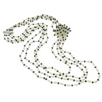 Nácar Blanca collar, con Cristal, latón cierre de desliz, Flor, 4-aro, 45x13mm, Vendido para aproximado 21 Inch Sarta