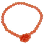 corail naturel bracelet, fleur, orange rougeâtre, 15x8mm, 4mm, Longueur Environ 7.5 pouce, 10Strandstoron/sac, Vendu par sac