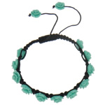 corail naturel bracelet de Woven Ball, avec corde de cire, fleur, synthétique, bleu ciel, 10x5mm, Longueur Environ 7.5 pouce, 10Strandstoron/sac, Vendu par sac