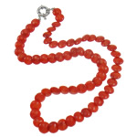 Natürliche Koralle Halskette, Messing Federring Verschluss, rot, 8x4mm, verkauft per ca. 15.5 ZollInch Strang