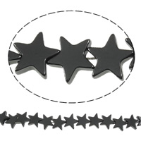 Nicht-magnetische Hämatit Perlen, Non- magnetische Hämatit, Stern, schwarz, Grade A, 8x2.50mm, Bohrung:ca. 1mm, Länge:15.5 ZollInch, 10SträngeStrang/Menge, verkauft von Menge
