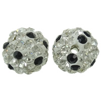 Perles d'argile Pave strass, argile, Rond, avec strass, 10mm, Trou:Environ 1.5mm, 50PC/sac, Vendu par sac