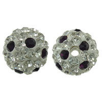 Rhinestone Clay Pave Beads, Round, with rhinestone, 10mm, Hole:Approx 1.5mm, 50PCs/Bag, Sold By Bag