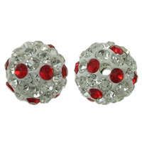 Strass Ton befestigte Perlen, rund, mit Strass, 10mm, Bohrung:ca. 1.5mm, 50PCs/Tasche, verkauft von Tasche