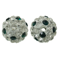 Rhinestone Clay Pave perler, rhinestone ler bane, Runde, med rhinestone, 10mm, Hole:Ca. 1.5mm, 50pc'er/Bag, Solgt af Bag