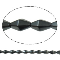 Nicht-magnetische Hämatit Perlen, Non- magnetische Hämatit, Doppelkegel, schwarz, Grade A, 7.5x12mm, Bohrung:ca. 1.5mm, Länge 15.5 ZollInch, 10SträngeStrang/Menge, verkauft von Menge