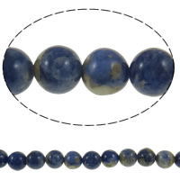 Sodalith Perlen, Sosalith, rund, natürlich, Grade A, 10mm, Bohrung:ca. 1mm, Länge:ca. 15 ZollInch, 5SträngeStrang/Menge, ca. 37PCs/Strang, verkauft von Menge