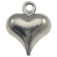 Stainless Steel Heart Pendants, original color, 9x11x4mm, Hole:Approx 1mm, 1000PCs/Lot, Sold By Lot