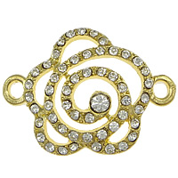 Flower Tibetan Style Connector, gold color plated, with rhinestone & 1/1 loop, nickel, lead & cadmium free, 33x24x5mm, Hole:Approx 2mm, 100PCs/Lot, Sold By Lot