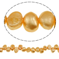 Barok ferskvandskulturperle Beads, Ferskvandsperle, top boret, appelsin, 8-9mm, Hole:Ca. 0.8mm, Solgt Per Ca. 15 inch Strand