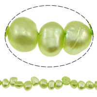 Barock kultivierten Süßwassersee Perlen, Natürliche kultivierte Süßwasserperlen, oben gebohrt, hellgrün, 8-9mm, Bohrung:ca. 0.8mm, verkauft per ca. 15 ZollInch Strang