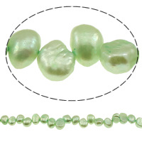 Perles nacres baroques de culture d'eau douce , perle d'eau douce cultivée, haut percé, vert clair, 8-9mm, Trou:Environ 0.8mm, Vendu par Environ 15 pouce brin