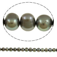 Brambor pěstované sladkovodní perle, Sladkovodní Pearl, tmavozelený, 7-8mm, Otvor:Cca 0.8mm, Prodáno za Cca 15.3 inch Strand