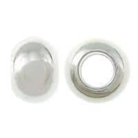 Perles bijoux en laiton, rondelle, Placage de couleur argentée, protéger l'environnement, sans nickel, plomb et cadmium, 4x6x4mm, Trou:Environ 3mm, 1000PC/lot, Vendu par lot