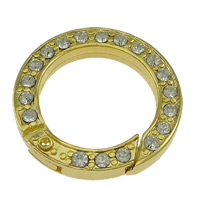 Tibetan Style Jewelry Clasp, Donut, gold color plated, with rhinestone, nickel, lead & cadmium free, 24x4mm, Inner Diameter:Approx 17mm, 30PCs/Lot, Sold By Lot